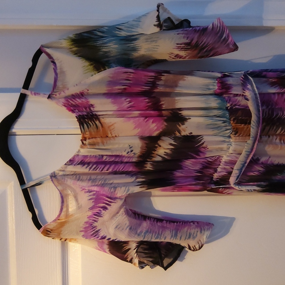 ANTHROPLOGIE💥NWOT💥Silk Multicolor Open-Shoulder Dress/Top/Cover-up